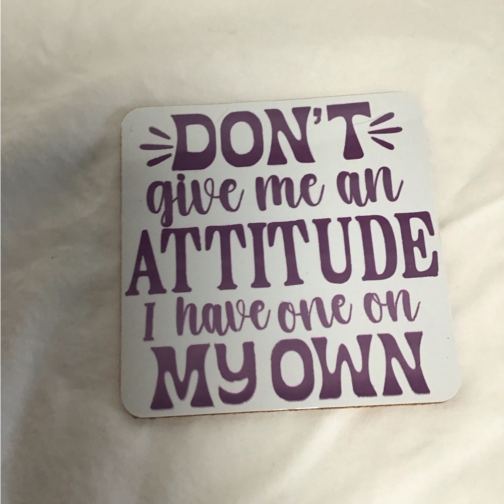 Purple and White Attitude Coaster